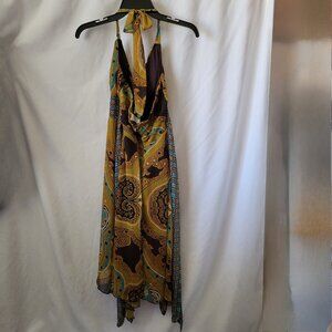 Vintage Studio Y Junior Dress sz 9/10 Halter asymmetrical hem hippie BOHO EUC